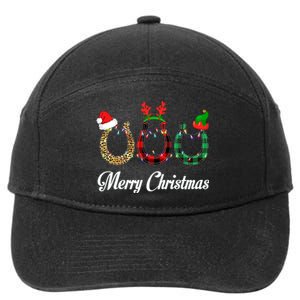 Leopard Plaid Santa Hat Horse Xmas Gift 7-Panel Snapback Hat