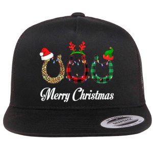 Leopard Plaid Santa Hat Horse Xmas Gift Flat Bill Trucker Hat