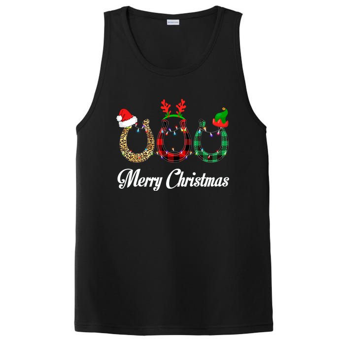 Leopard Plaid Santa Hat Horse Xmas Gift PosiCharge Competitor Tank