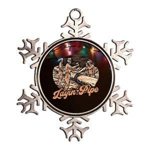 Layin Pipe Skeleton Pipeline Worker Humor Metallic Star Ornament