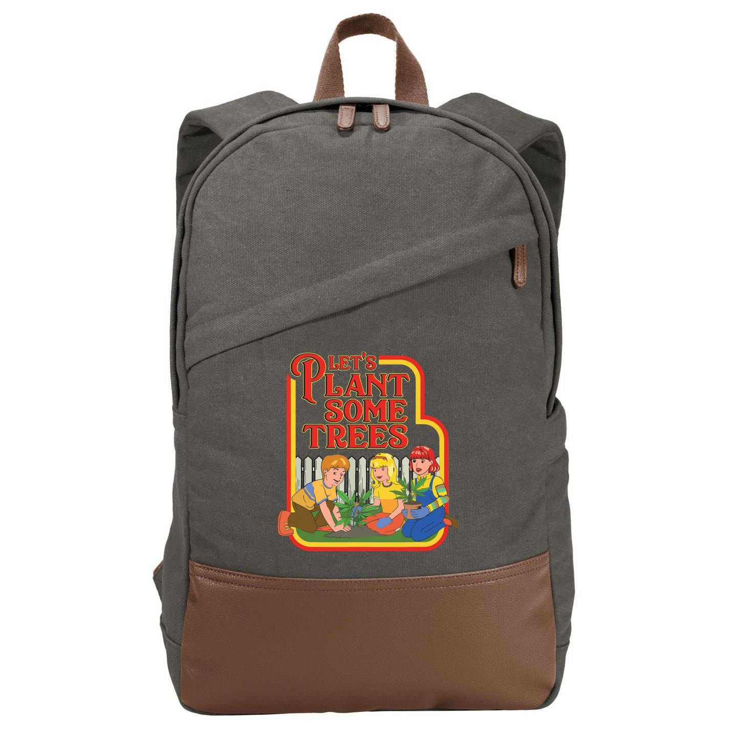 Let’s Plant Some Trees Cannabis Humor Marijuana Funny Weed Cotton Canvas Backpack
