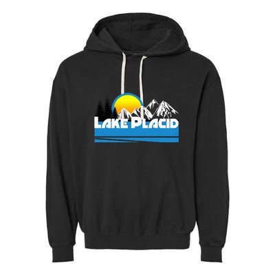 Lake Placid T Retro Style Lake Placid Ny Garment-Dyed Fleece Hoodie