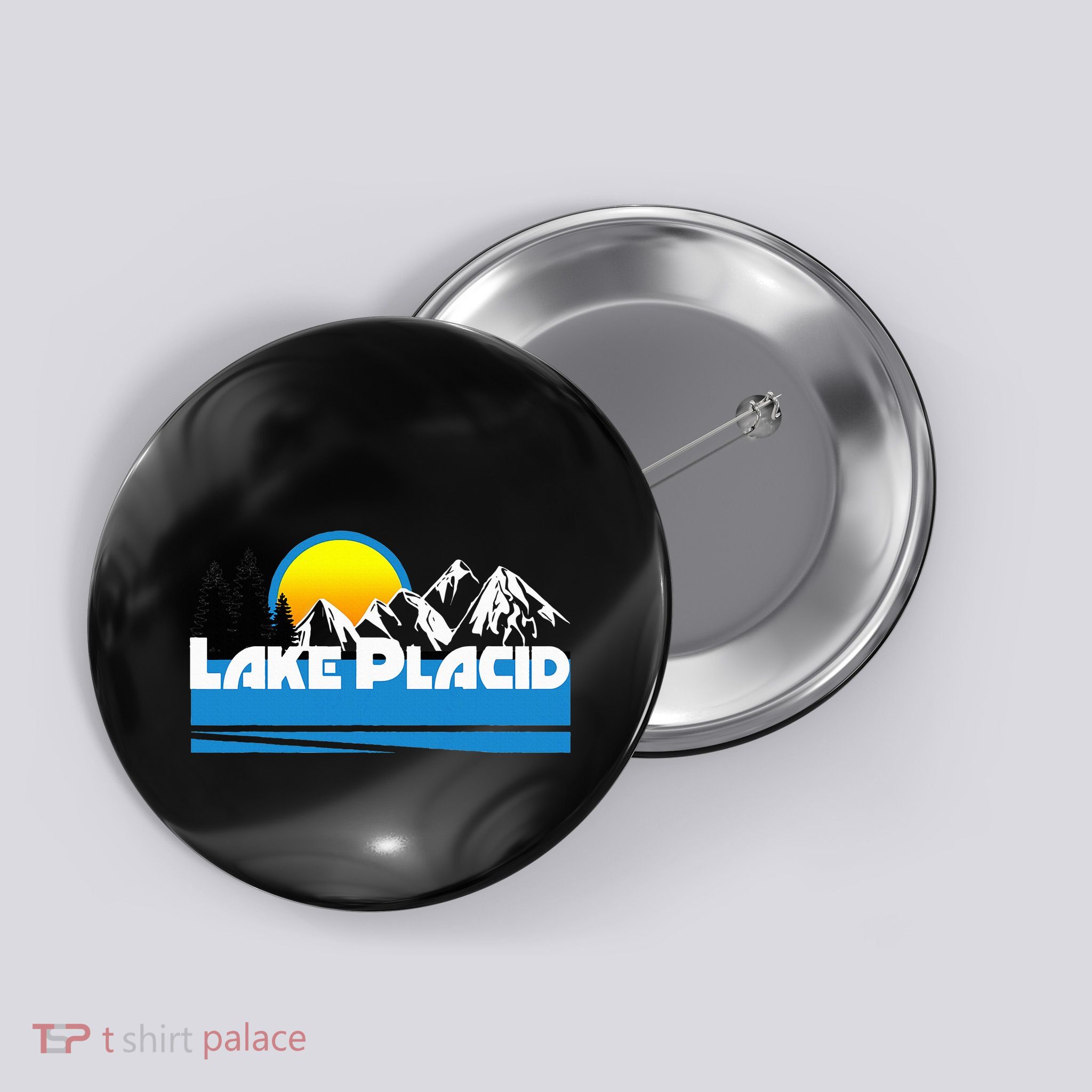 Lake Placid T Retro Style Lake Placid Ny Button