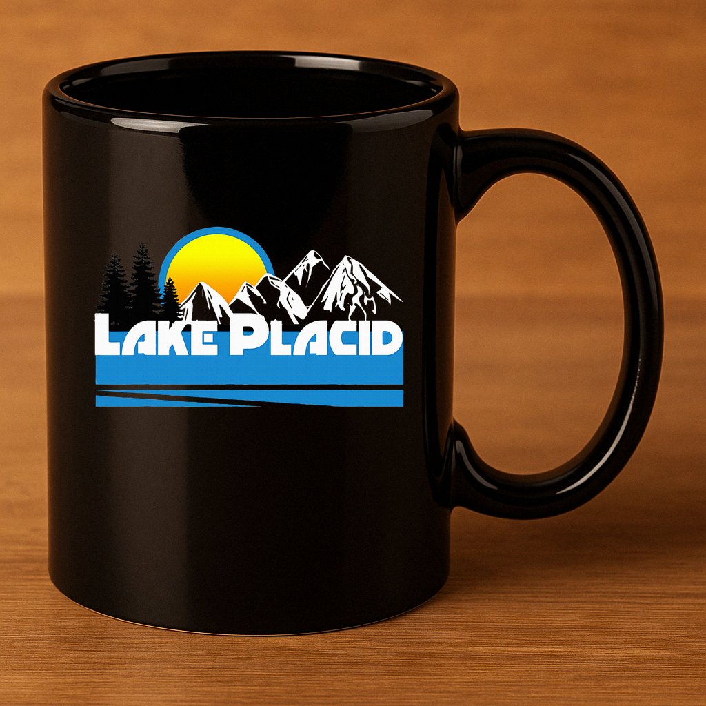 Lake Placid T Retro Style Lake Placid Ny 11oz C Handle Ceramic Mug