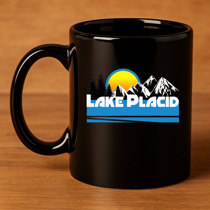Lake Placid T Retro Style Lake Placid Ny 11oz C Handle Ceramic Mug