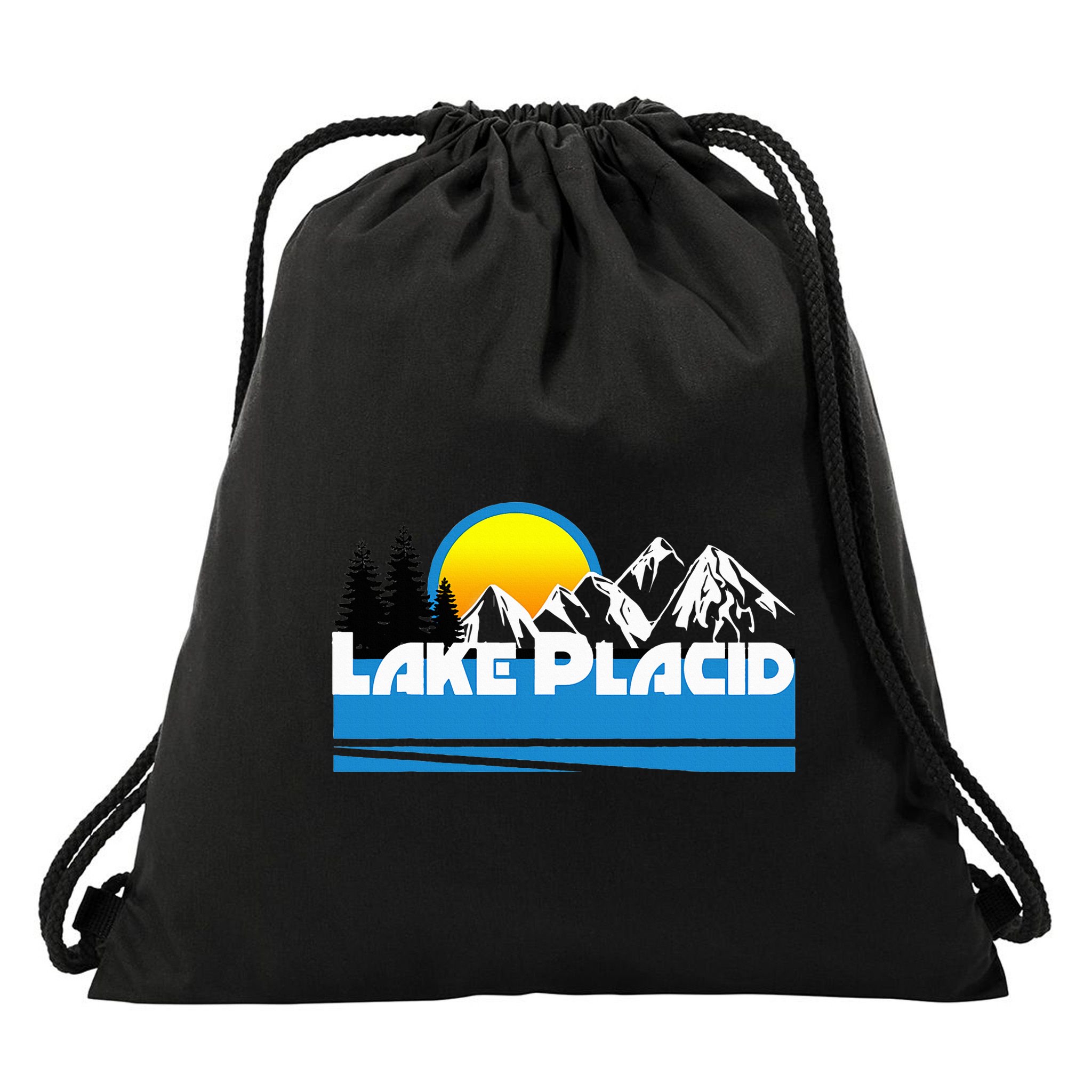 Lake Placid T Retro Style Lake Placid Ny Drawstring Bag