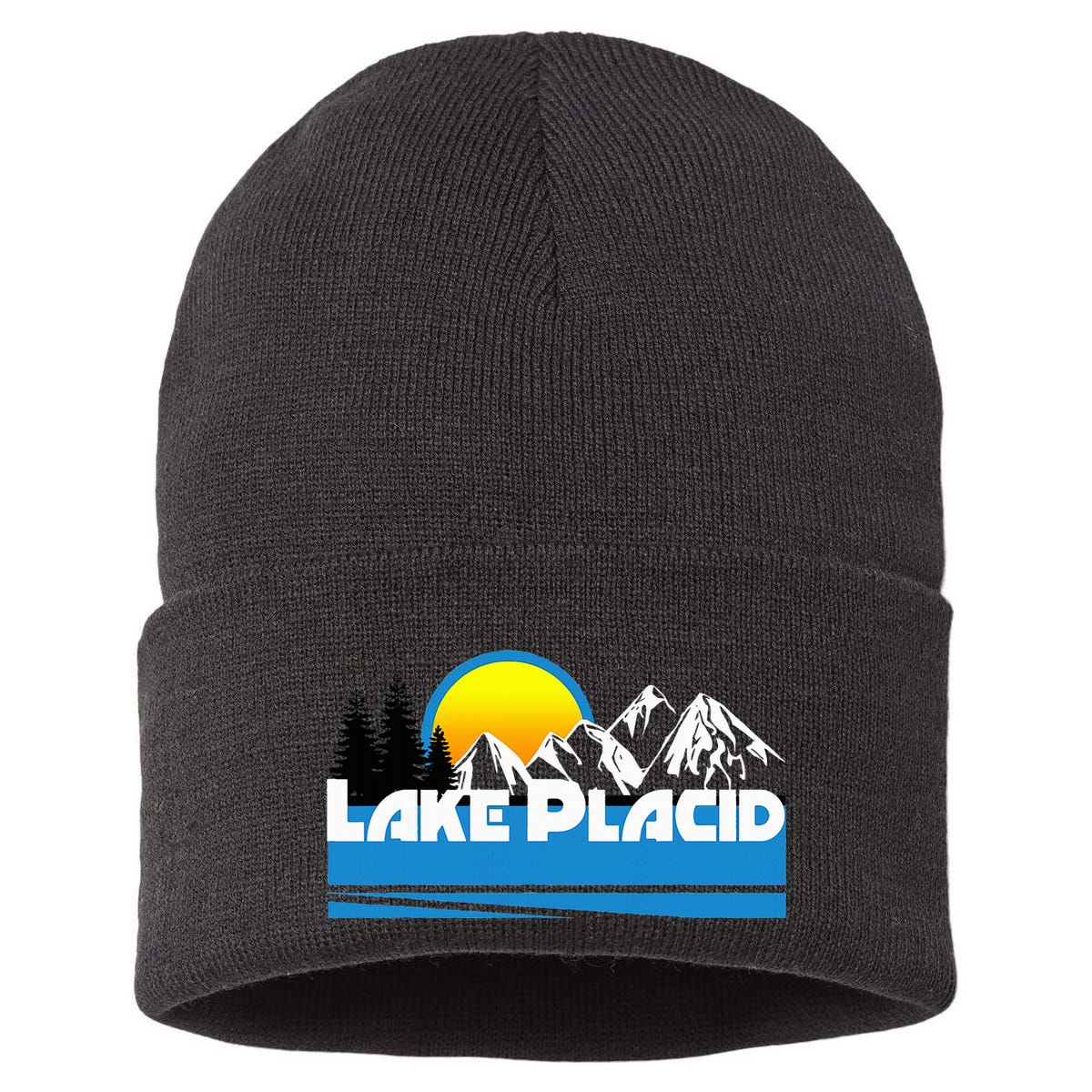 Lake Placid T Retro Style Lake Placid Ny Sustainable Knit Beanie