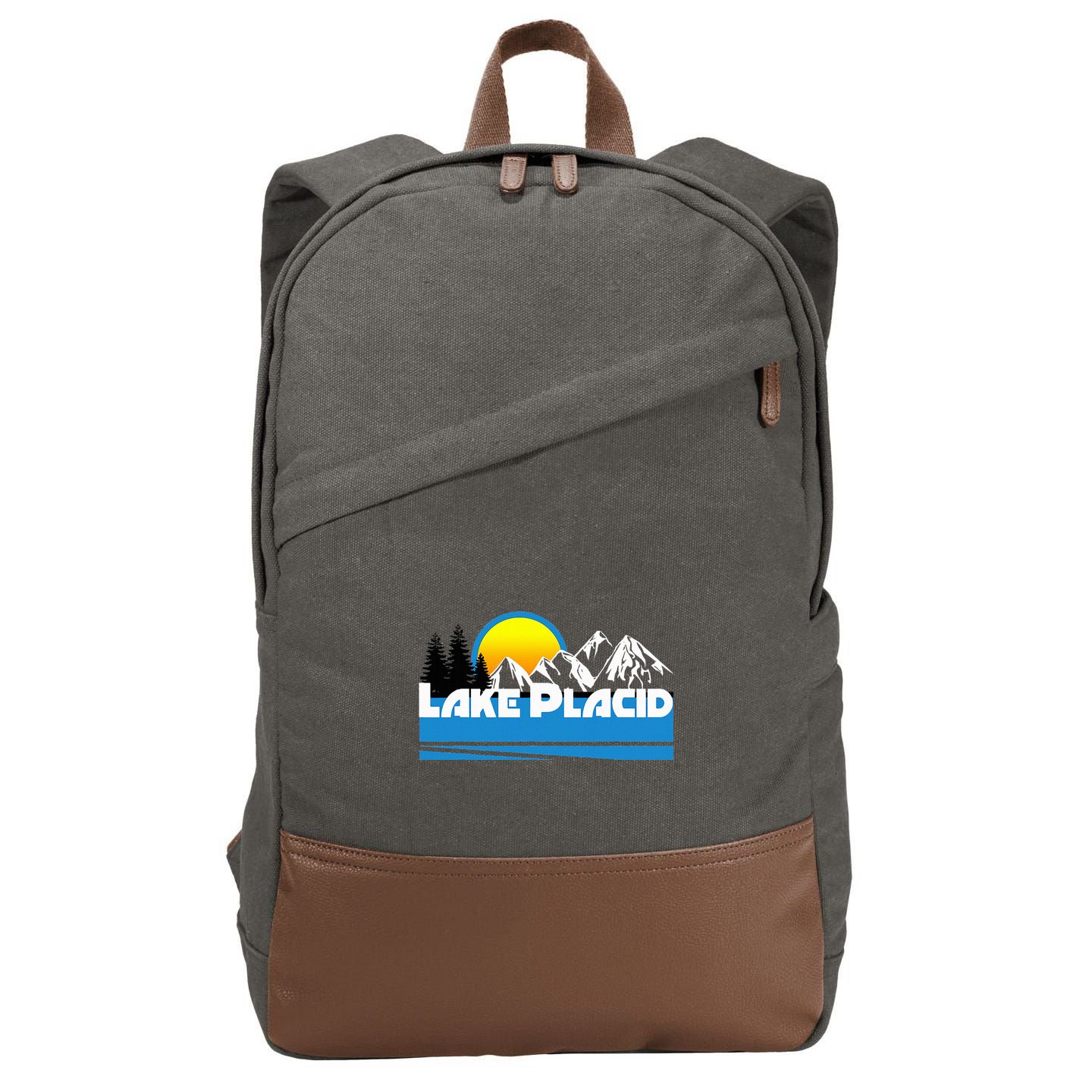 Lake Placid T Retro Style Lake Placid Ny Cotton Canvas Backpack