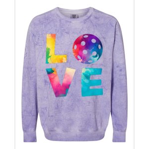 Love Pickleball Tie Dye For Man Woman Colorblast Crewneck Sweatshirt