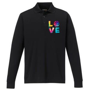 Love Pickleball Tie Dye For Man Woman Performance Long Sleeve Polo