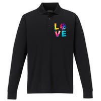 Love Pickleball Tie Dye For Man Woman Performance Long Sleeve Polo