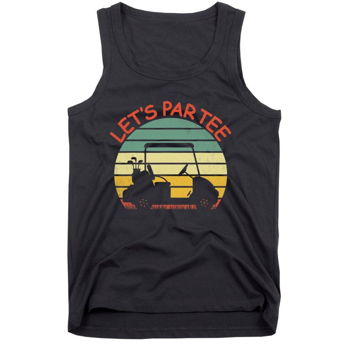 Let's Par Tee Golf Ball With Tee Pin Funny Golf Club Tank Top