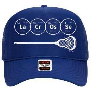 Lacrosse Periodic Table Of Elements Chemistry Gift High Crown Mesh Back Trucker Hat