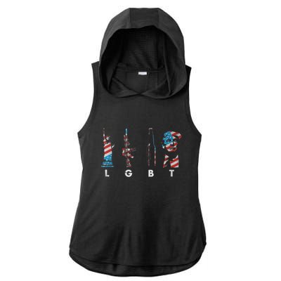 LGBT Pride Trump American Flag 4th Of July Ladies PosiCharge Tri-Blend Wicking Draft Hoodie Tank