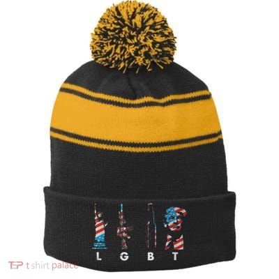 LGBT Pride Trump American Flag 4th Of July Stripe Pom Pom Beanie