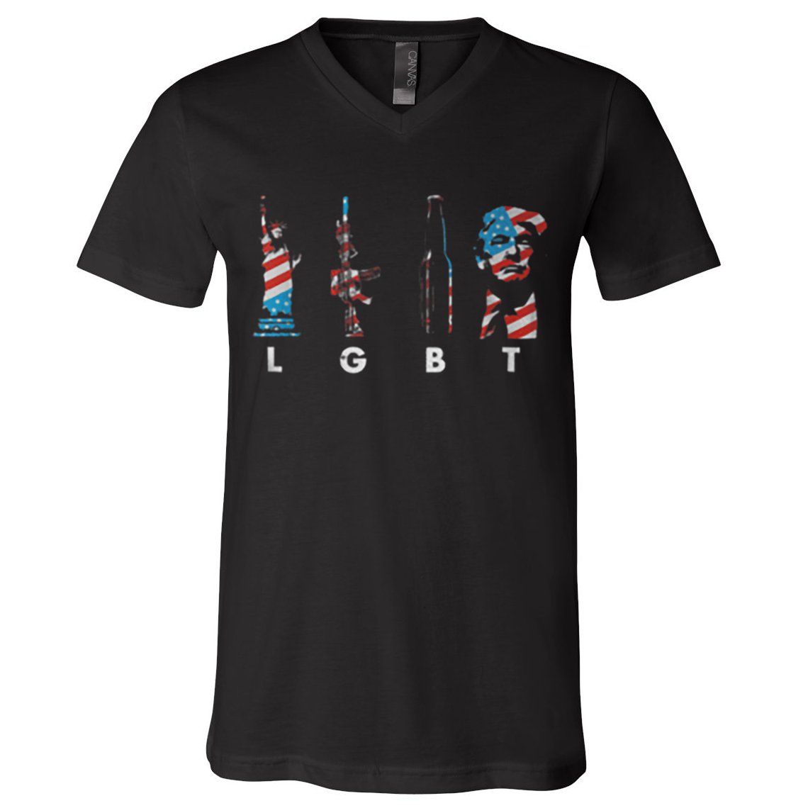 LGBT Pride Trump American Flag 4th Of July V-Neck T-Shirt