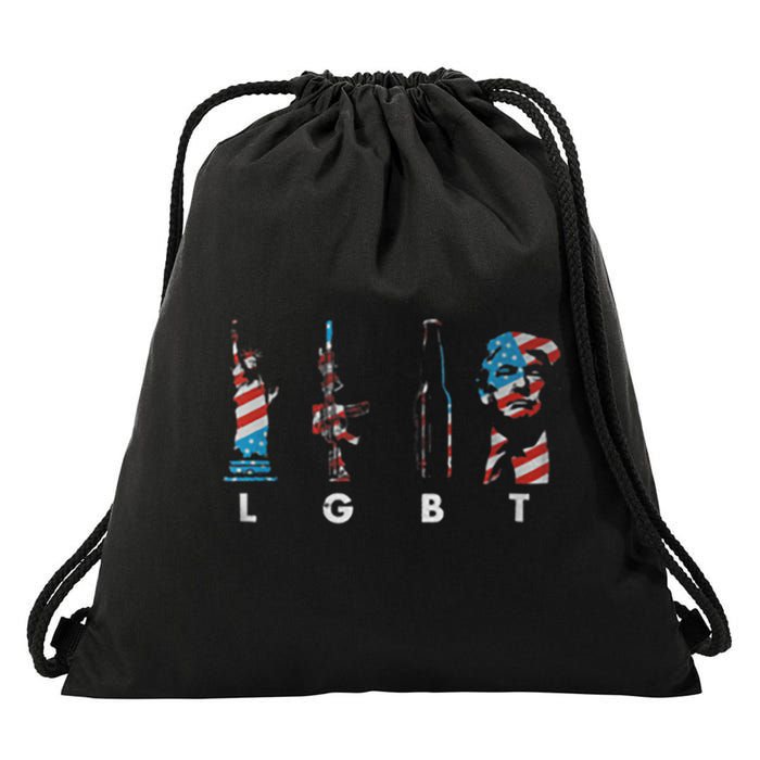 LGBT Pride Trump American Flag 4th Of July Drawstring Bag
