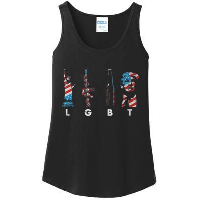 LGBT Pride Trump American Flag 4th Of July Ladies Essential Tank