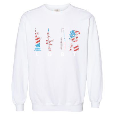 LGBT Pride Trump American Flag 4th Of July Garment-Dyed Sweatshirt
