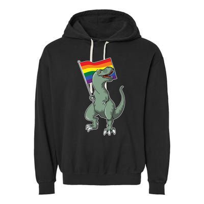 LGBT Pride TRex Dinosaur Garment-Dyed Fleece Hoodie