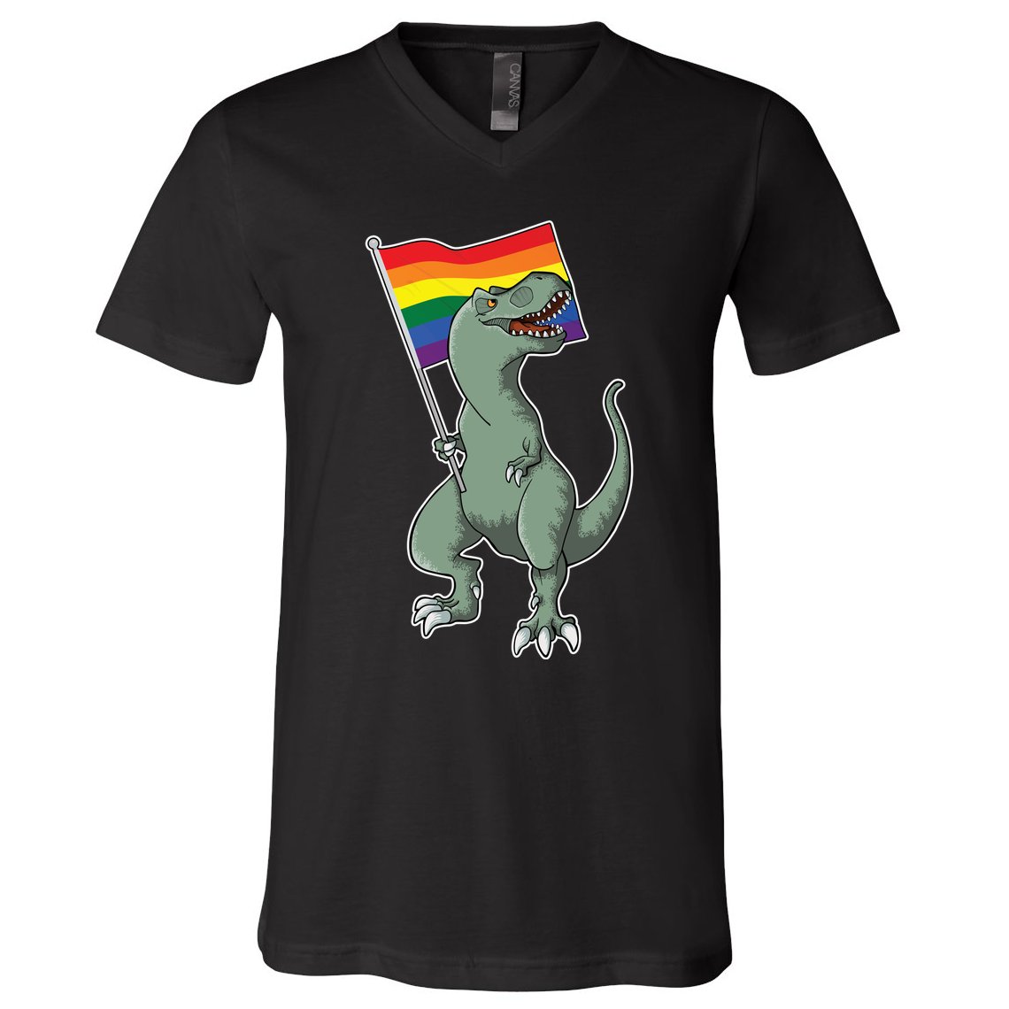 LGBT Pride TRex Dinosaur V-Neck T-Shirt
