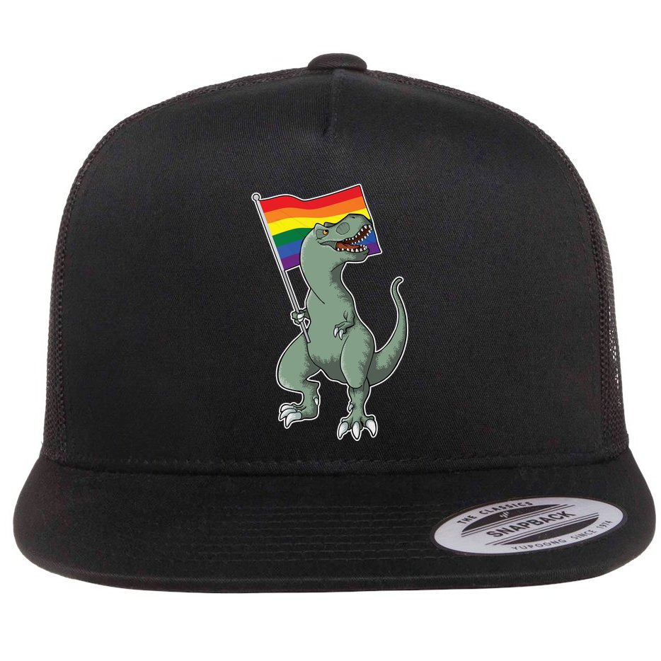 LGBT Pride TRex Dinosaur Flat Bill Trucker Hat