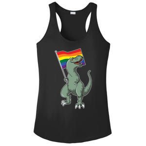 LGBT Pride TRex Dinosaur Ladies PosiCharge Competitor Racerback Tank