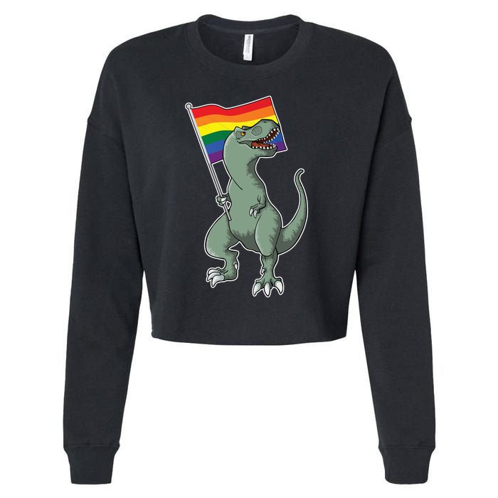 LGBT Pride TRex Dinosaur Cropped Pullover Crew
