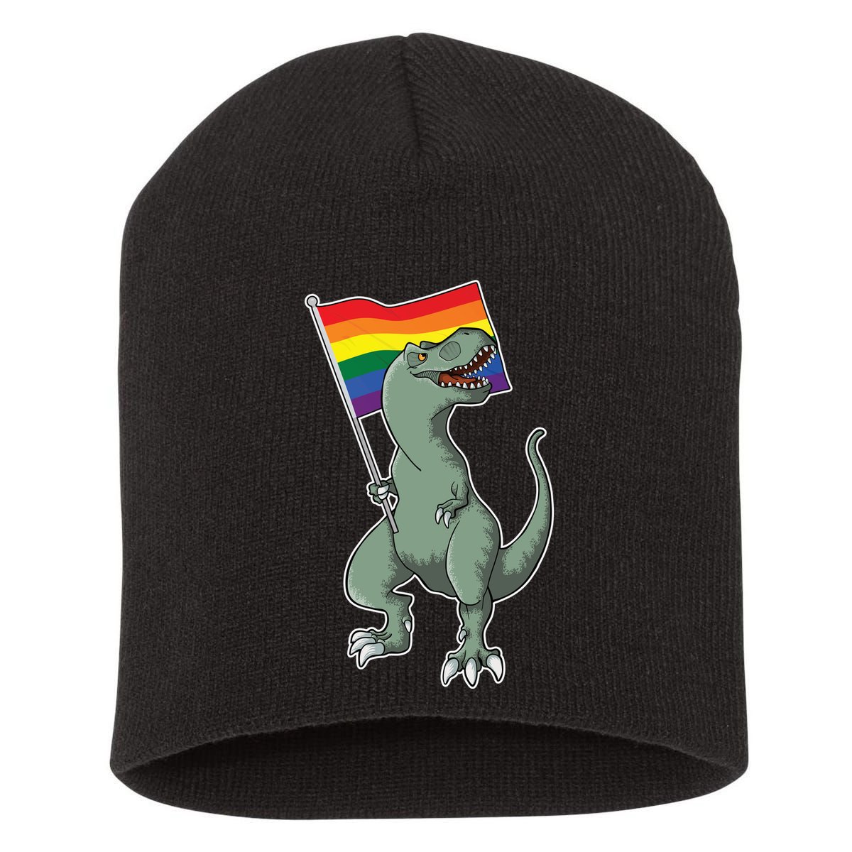 LGBT Pride TRex Dinosaur Short Acrylic Beanie