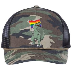 LGBT Pride TRex Dinosaur Retro Rope Trucker Hat Cap