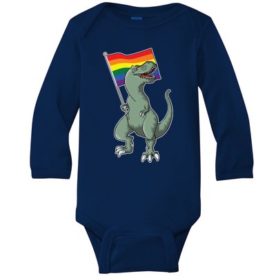 LGBT Pride TRex Dinosaur Baby Long Sleeve Bodysuit