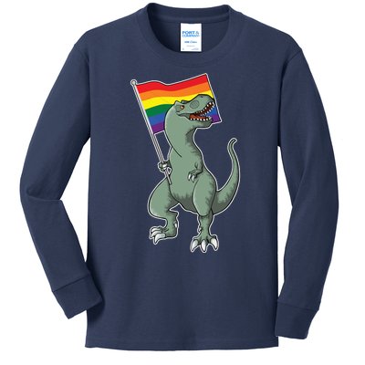 LGBT Pride TRex Dinosaur Kids Long Sleeve Shirt