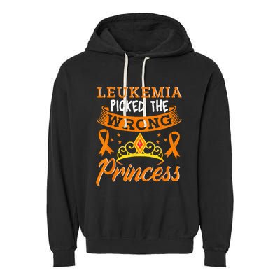 Leukemia Picked The Wrong Princess Cancer Awareness Garment-Dyed Fleece Hoodie