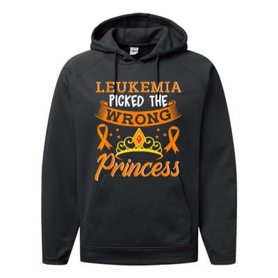 Leukemia Picked The Wrong Princess Cancer Awareness Performance Fleece Hoodie