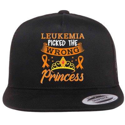 Leukemia Picked The Wrong Princess Cancer Awareness Flat Bill Trucker Hat