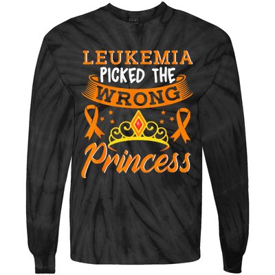 Leukemia Picked The Wrong Princess Cancer Awareness Tie-Dye Long Sleeve Shirt