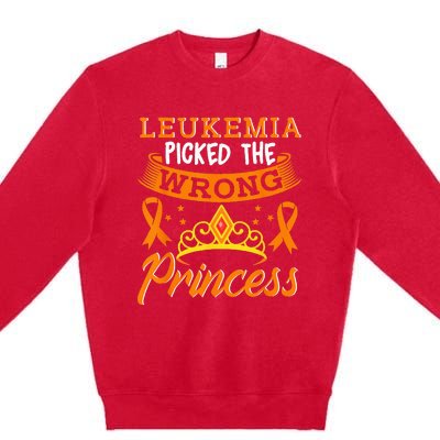 Leukemia Picked The Wrong Princess Cancer Awareness Premium Crewneck Sweatshirt