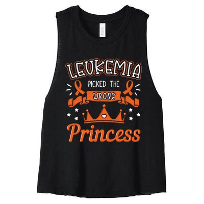 Leukemia Picked The Wrong Princess Cancer Awareness Women's Racerback Cropped Tank