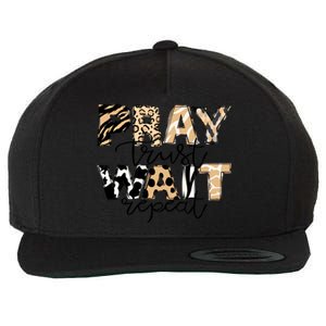 Leopard Pray Trust Wait Bible Verse Christian Western Great Gift Wool Snapback Cap