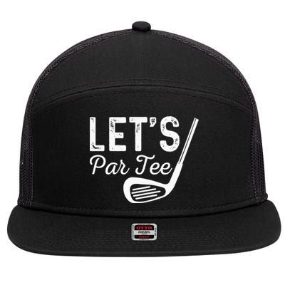 Let's Par Tee Golf Ball vintage Golf Quote Party 7 Panel Mesh Trucker Snapback Hat