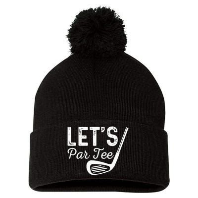 Let's Par Tee Golf Ball vintage Golf Quote Party Pom Pom 12in Knit Beanie