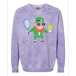 Leprechaun Playing Tennis St Patricks Day Gift Colorblast Crewneck Sweatshirt