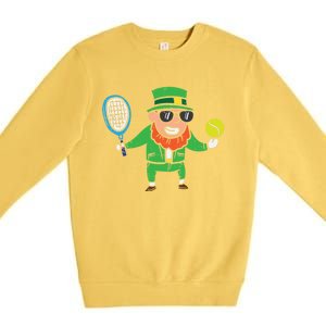 Leprechaun Playing Tennis St Patricks Day Gift Premium Crewneck Sweatshirt