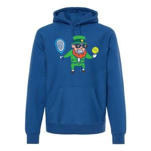 Leprechaun Playing Tennis St Patricks Day Gift Premium Hoodie