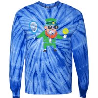 Leprechaun Playing Tennis St Patricks Day Gift Tie-Dye Long Sleeve Shirt