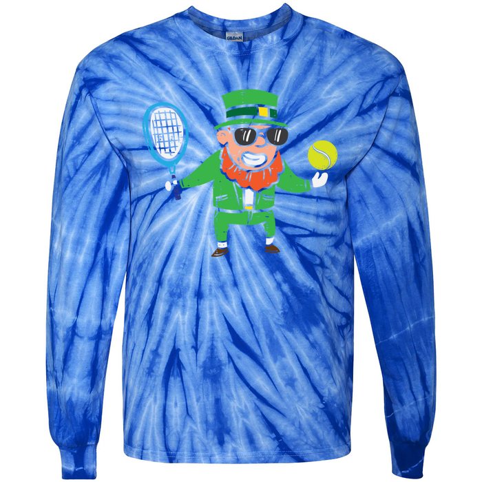 Leprechaun Playing Tennis St Patricks Day Gift Tie-Dye Long Sleeve Shirt