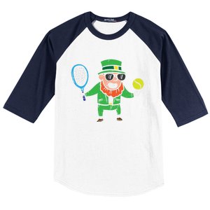 Leprechaun Playing Tennis St Patricks Day Gift Baseball Sleeve Shirt