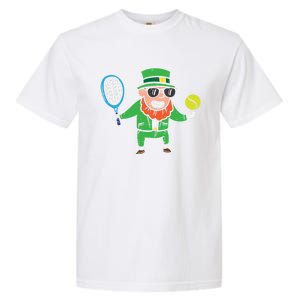 Leprechaun Playing Tennis St Patricks Day Gift Garment-Dyed Heavyweight T-Shirt