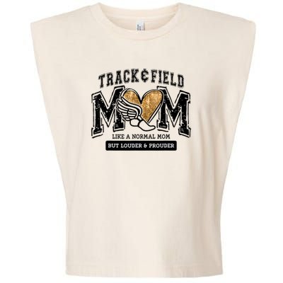 Loud Proud Track Mom Runner Track And Field Mama Garment-Dyed Women's Muscle Tee