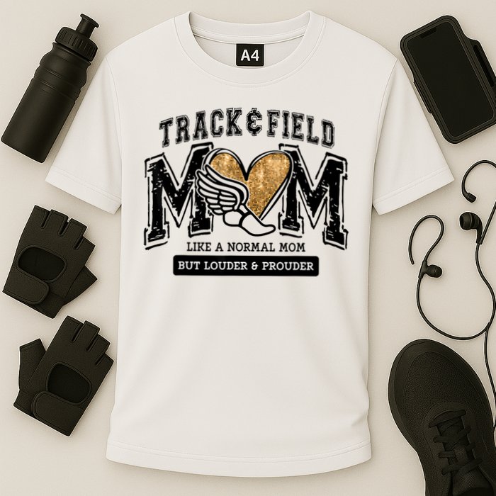 Loud Proud Track Mom Runner Track And Field Mama Cooling Performance Crew T-Shirt